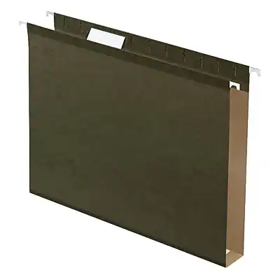 Front. Pendaflex - Heavy-Duty Reinforced Box Bottom Hanging File Folder, 1" Expansion, 1/5-Cut Tab, Letter size, 25/Box - Green.