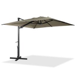 Mondawe - 10x10ft Patio Cantilever Umbrella Square Large Offset Sun Umbrella with LED Light Panel - Tan