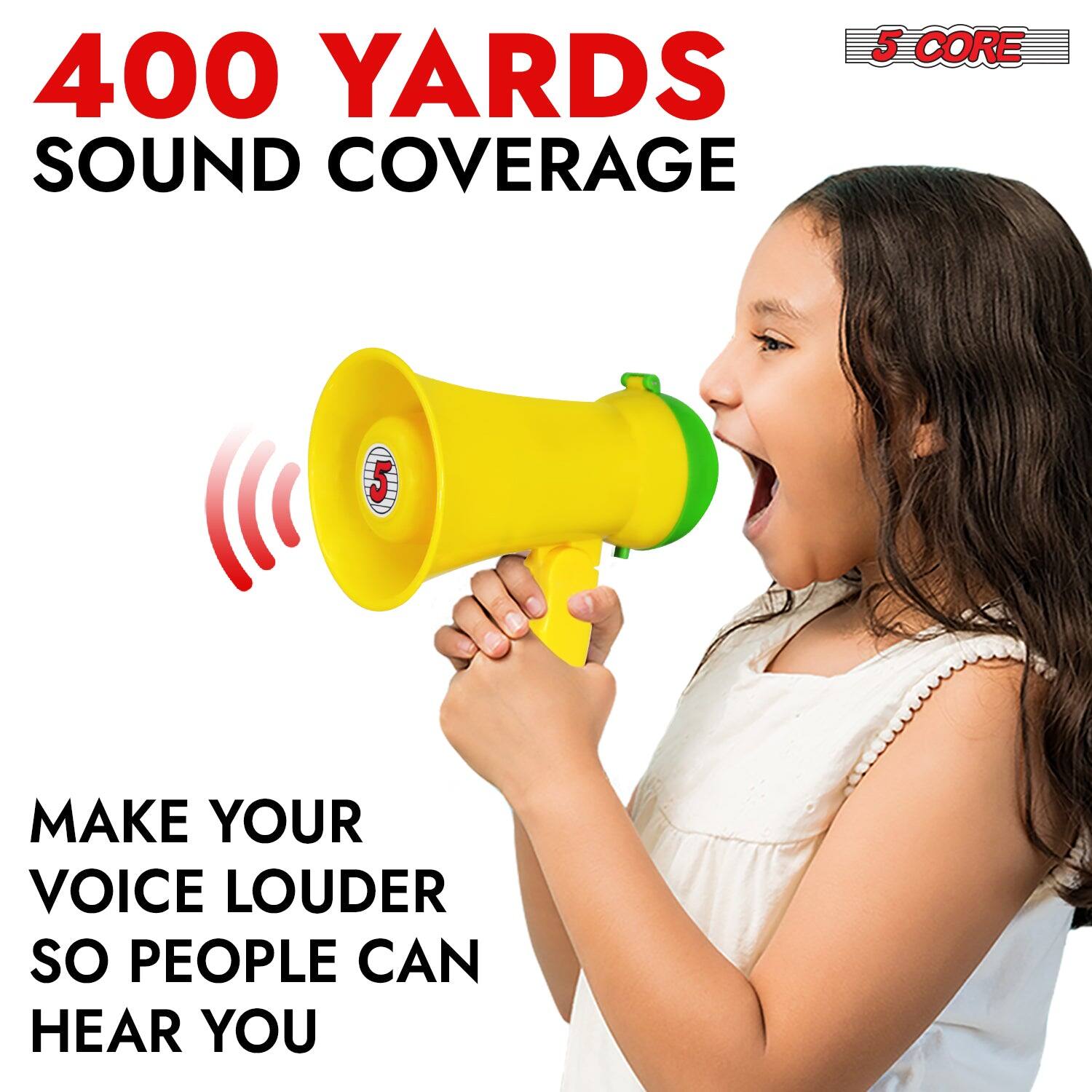 400 YARDS SOUND COVERAGE

5 CORE

MAKE YOUR VOICE LOUDER SO PEOPLE CAN HEAR YOU