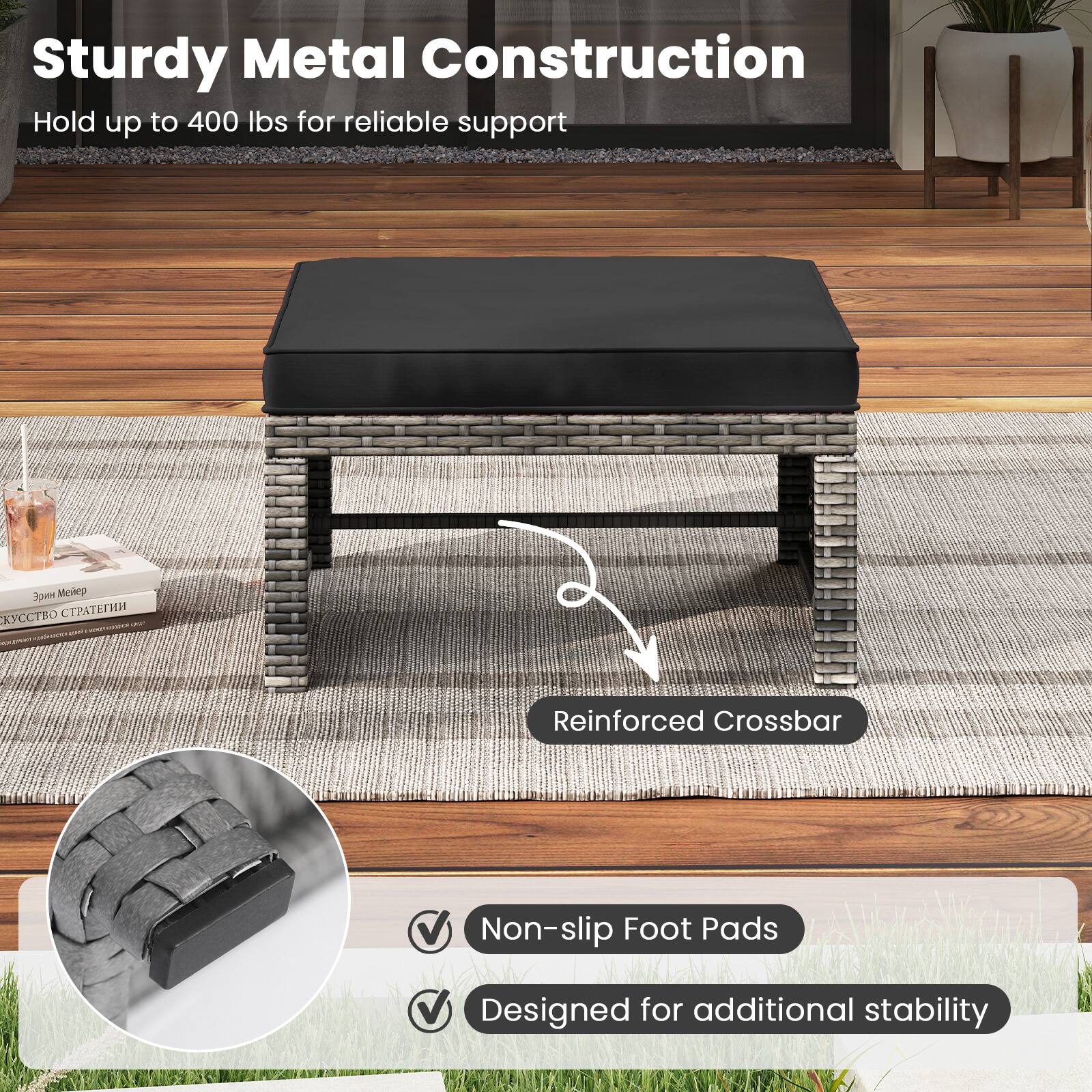 Sturdy Metal Construction  
Hold up to 400 lbs for reliable support  

Reinforced Crossbar  

Non-slip Foot Pads  
Designed for additional stability
