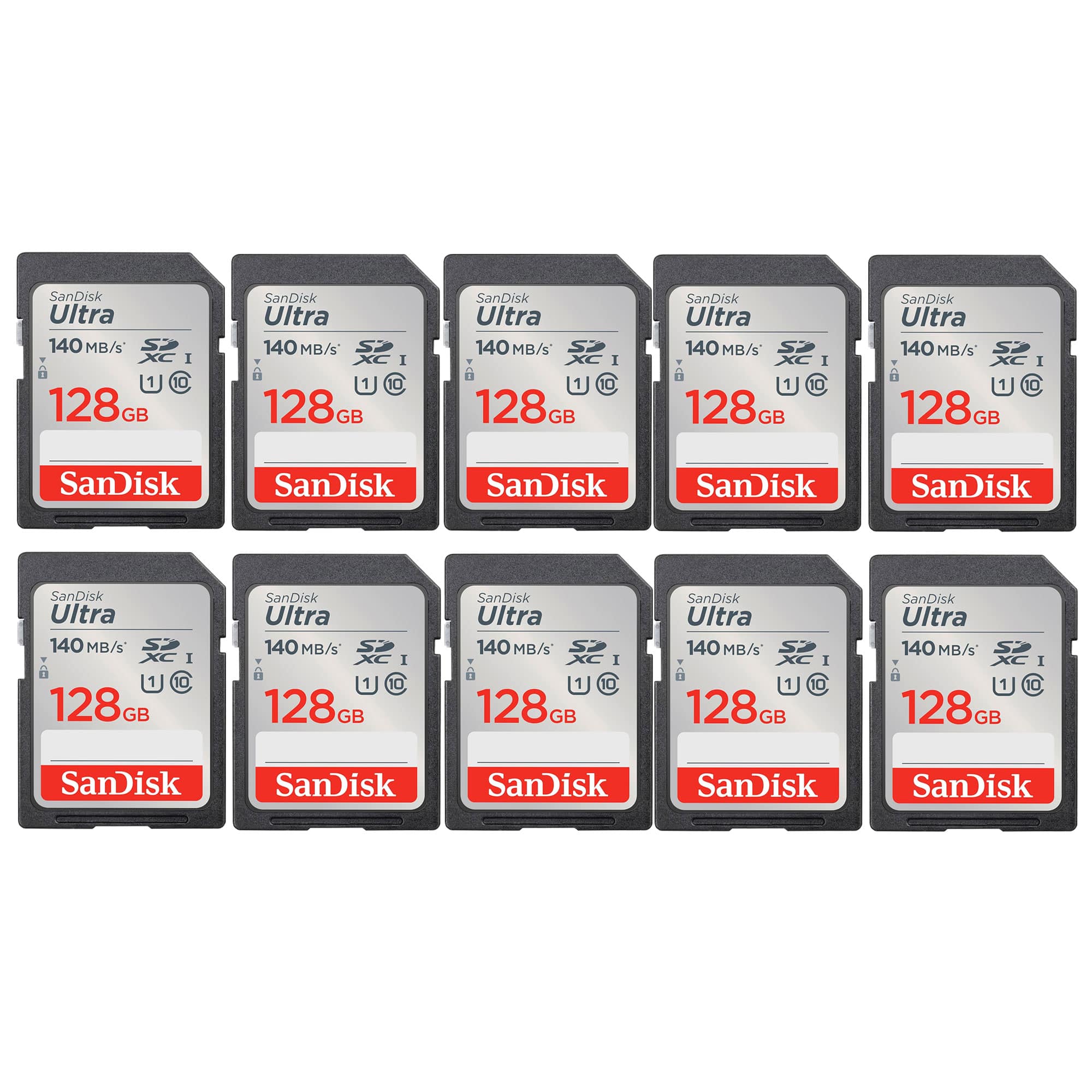 SanDisk - Ultra 128GB SDXC UHS-I Class 10 Memory Card - 10 Pack