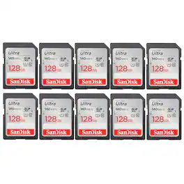 SanDisk - Ultra 128GB SDXC UHS-I Class 10 Memory Card - 10 Pack