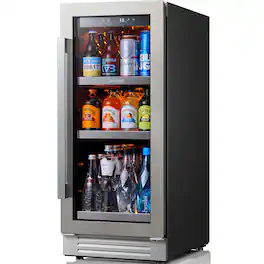 Ca'Lefort - 15 Inch Beverage Refrigerator Cooler 100 Can Small Beverage Fridge, Drink Fridge Glass Door 3LED(3.0 cu.ft) - Silver