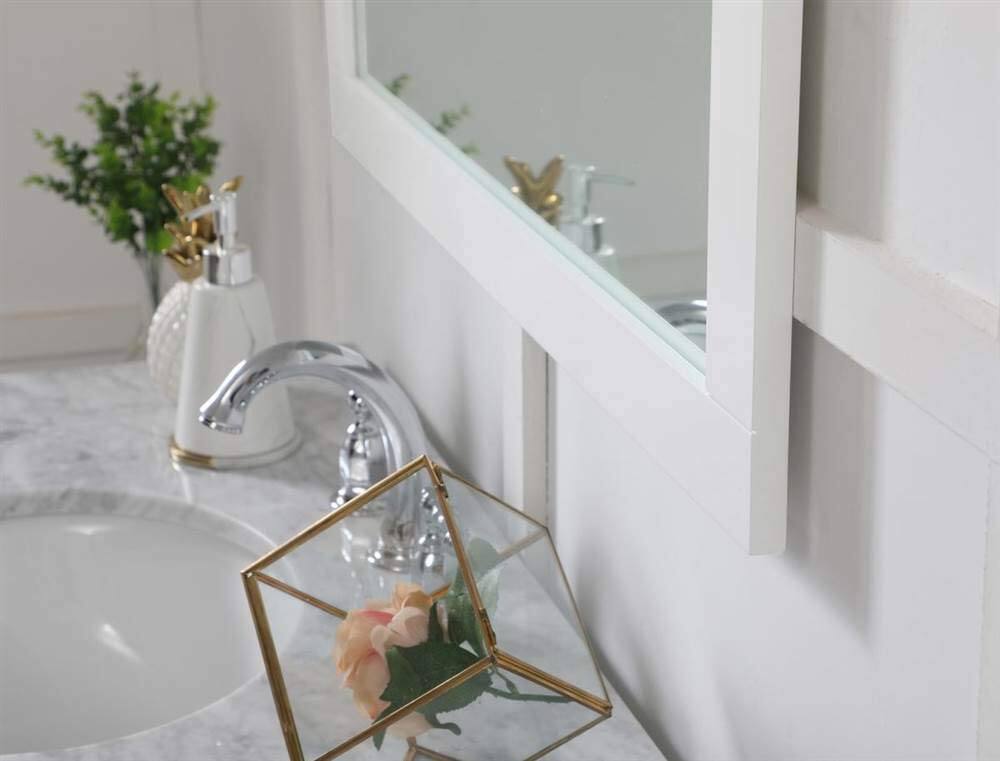 Back. Elegant Decor - Aqua square vanity mirror 36 inch in White - White.