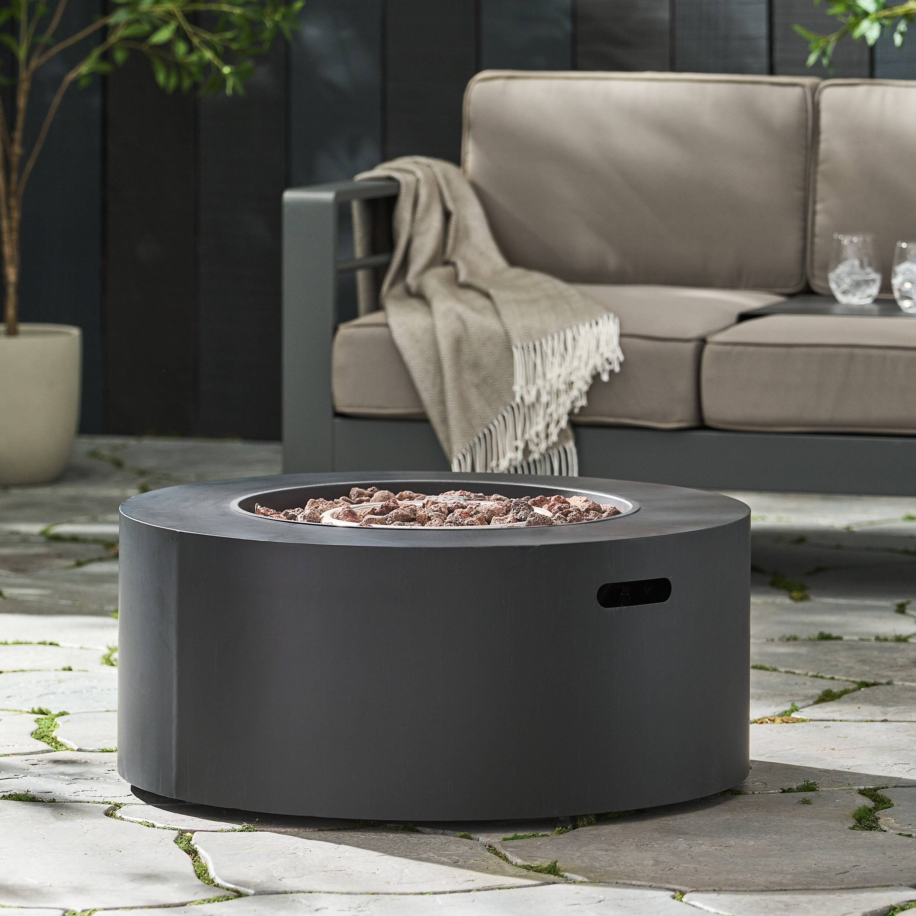Alt View 2. APRILSOUL - 32 inch Patio 40000 BTU Round Iron Propane Fire Pit Dark Grey Tank Cover not Included - DARK GREY.