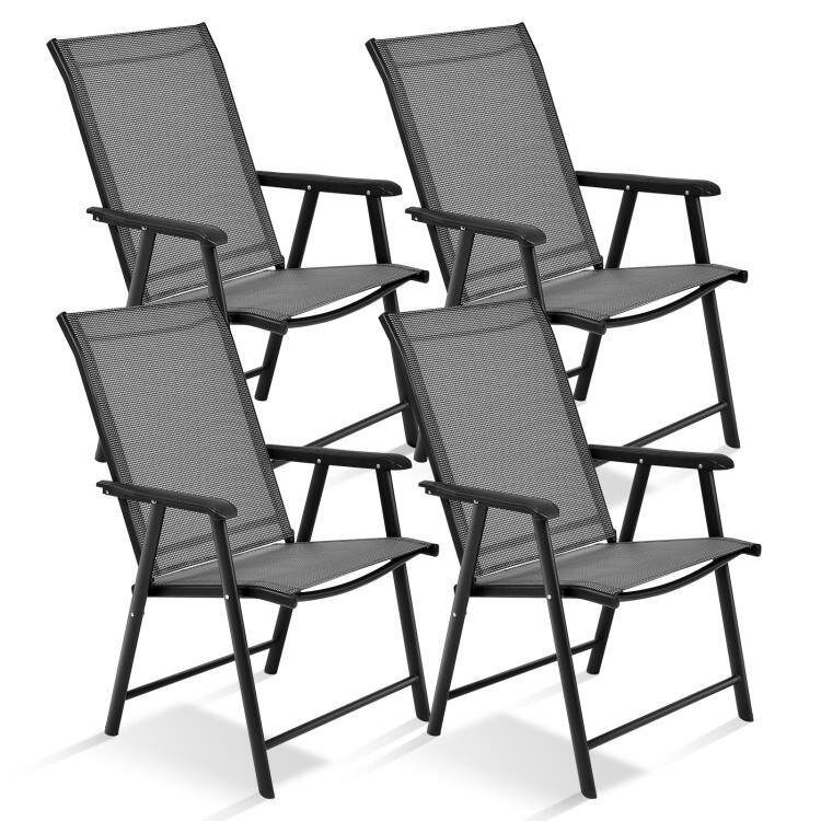 Front. SlickBlue - Outdoor Portable Folding Chairs Set of 4 for Patio and Camping - Grey.