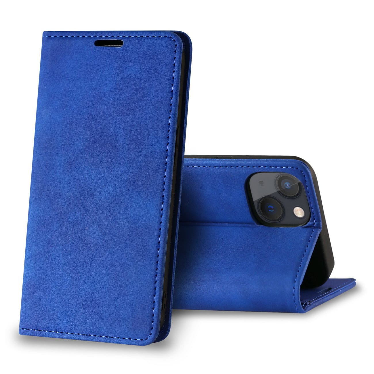 Reiko - Magnetic Wallet Leather Phone Case For Apple Iphone 13 Mini - Blue