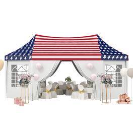 Outsunny - 22.3 x 16.4 ft Party Tent, Wedding Tent with Sidewalls, Heavy Duty Canopy Tent Outdoot Gazebo - American Flag