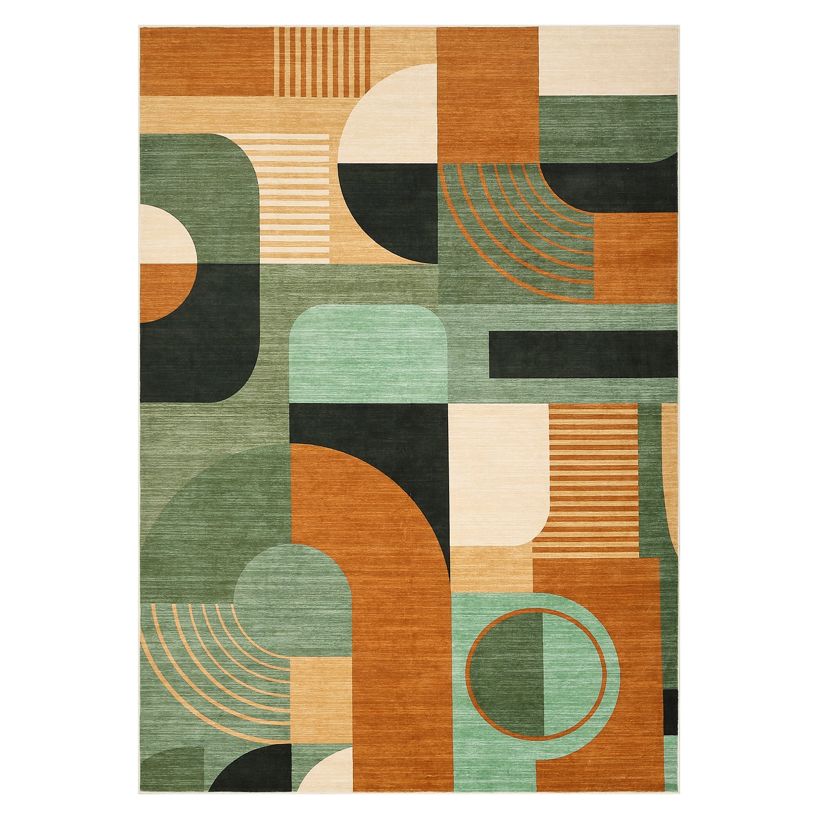 Acekool - Modern Geometric Area Rug for Bedroom Non Slip Non Shedding Machine Washable Low Pile Carpet for Living Room Bathroon - Green