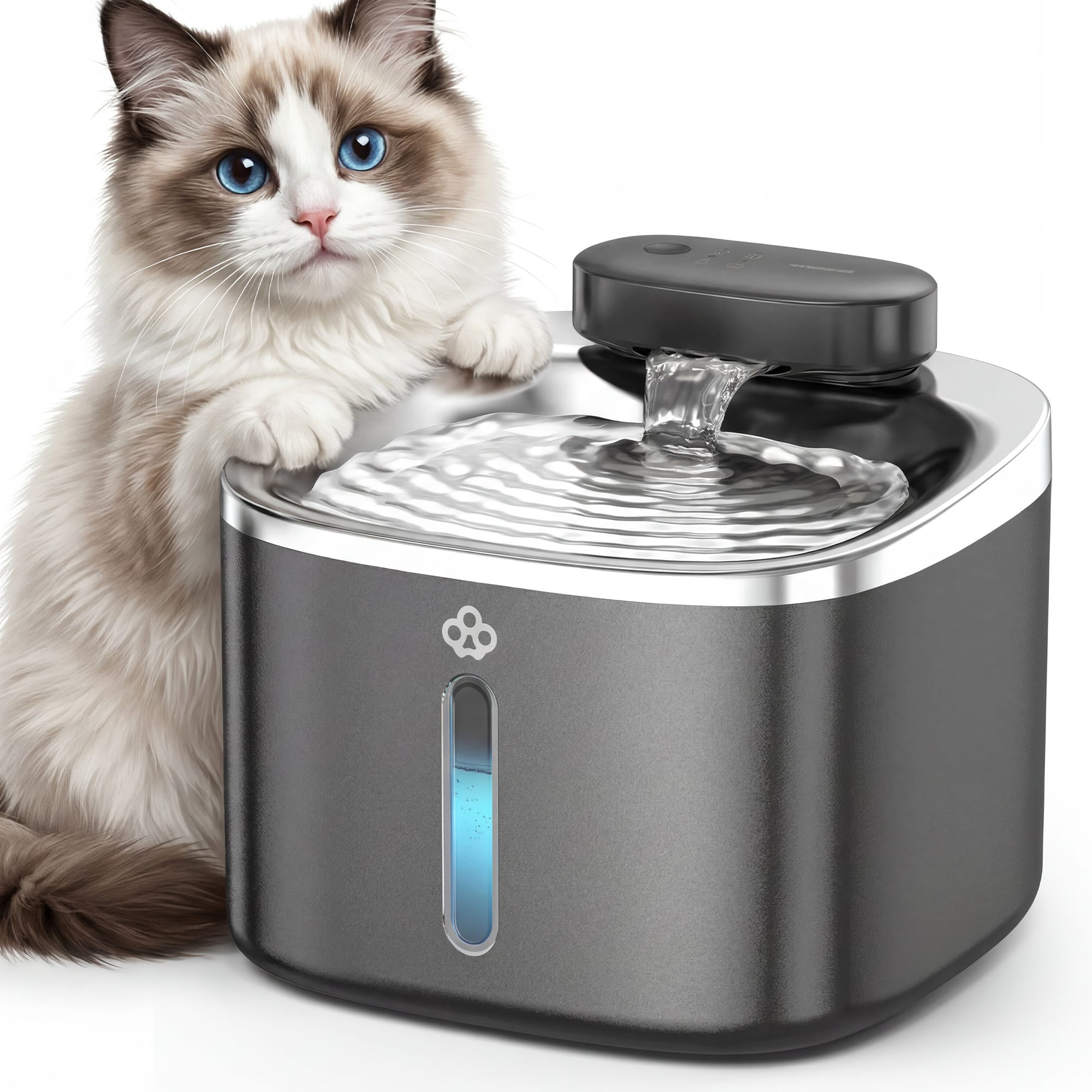 Oneisall - 3.5L 118oz Cordless Automatic Pet Water Fountain For Dog Cat Quiet with Motion Sensor BPA Free 3 Filters - Black