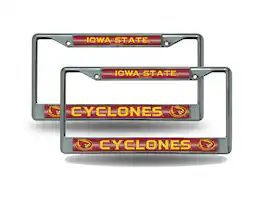 Rico Industries - Iowa State Cyclones Sparkly Glitter Bling Look Chrome (2) License Plate Frame Set - Multi