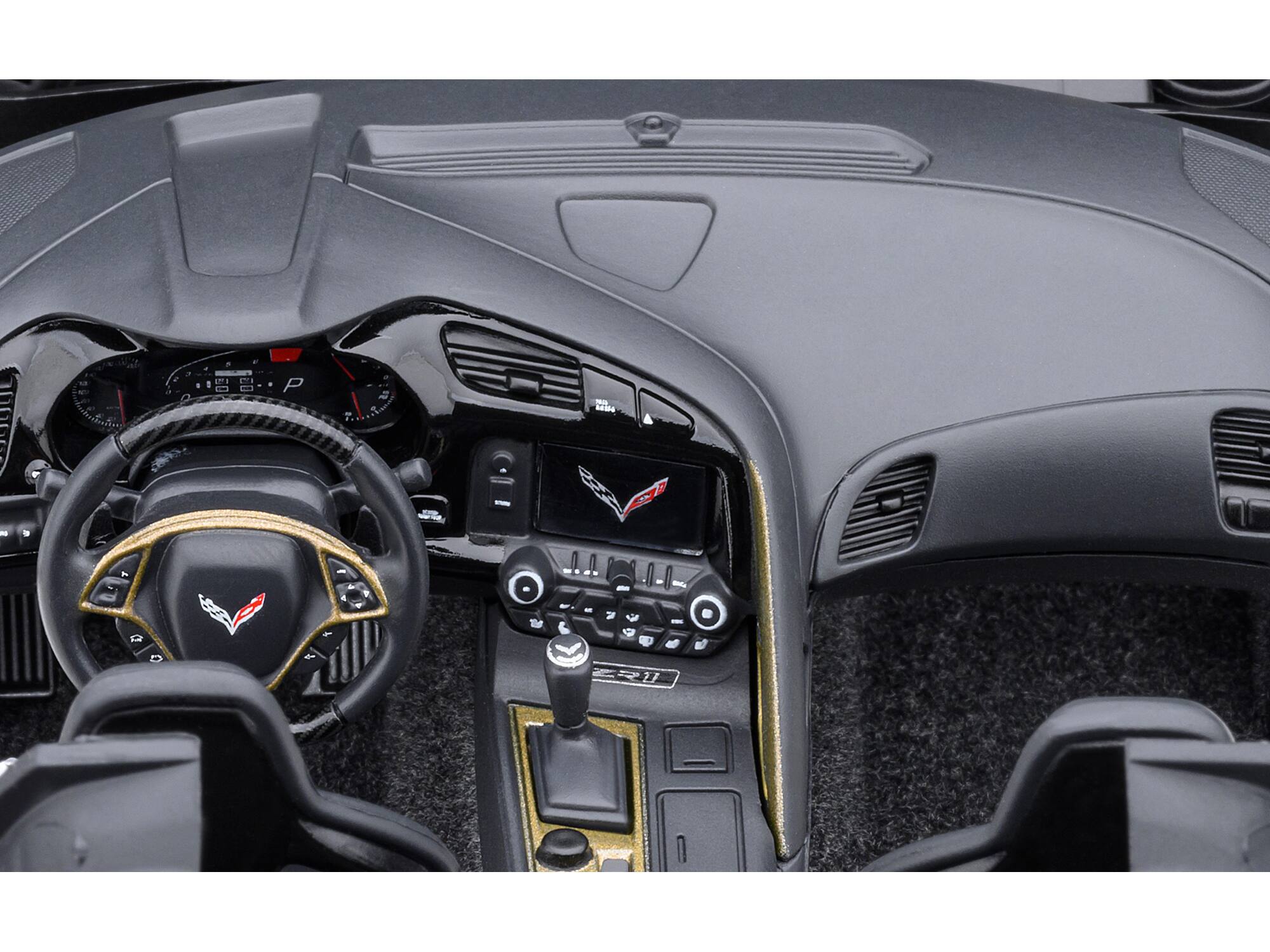 Left. Autoart - 2019 Chevrolet Corvette C7 ZR1 Sebring Orange Tintcoat with Carbon Top 1/18 Model Car by Autoart - Orange.