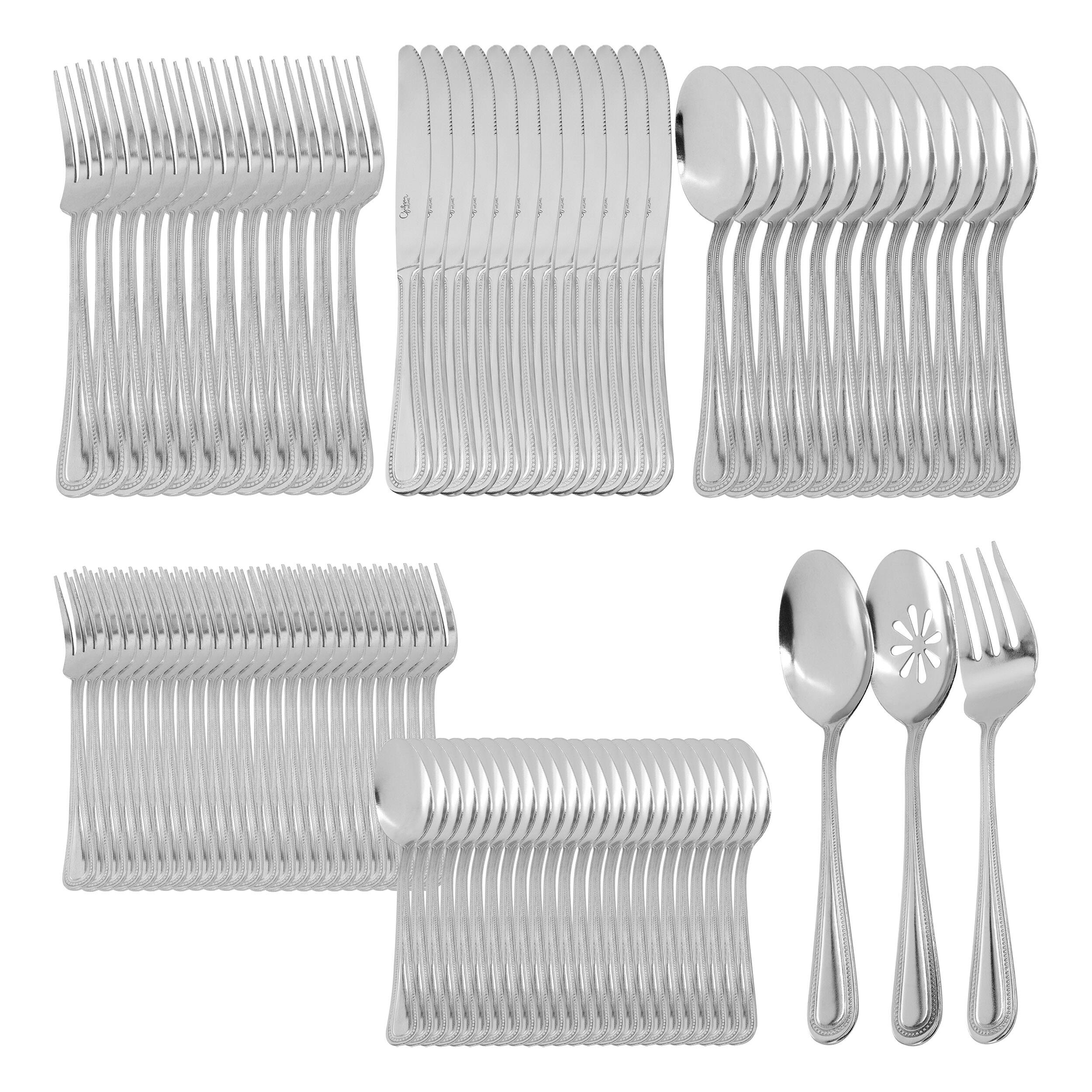 Front. Gibson - Gibson Home 87 Piece Stainless Steel Flatware and Serving Utensil Set in Silver - Silver.