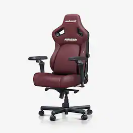 AndaSeat - Kaiser 4 Premium Ergonomic Office Gaming Chair with Superior Leather, Upgraded Lumbar, Wide Seat & 6D Armrests – XL Size - Classic Maroon
