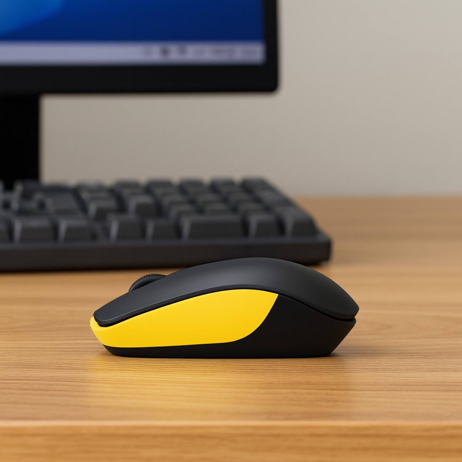 Back. SaharaCase - Wireless Mouse | Smooth Scroll | Comfort Fit | USB & Type C Adapter | Navigate Series - Black/Yellow.