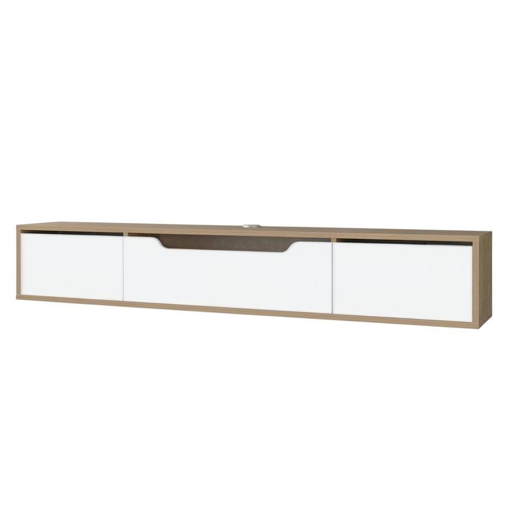 Alt View 3. FurniFact - Beige Wall-Mounted TV Stand, Up to 80 Inch Screens, Engineered Wood Construction - Black.