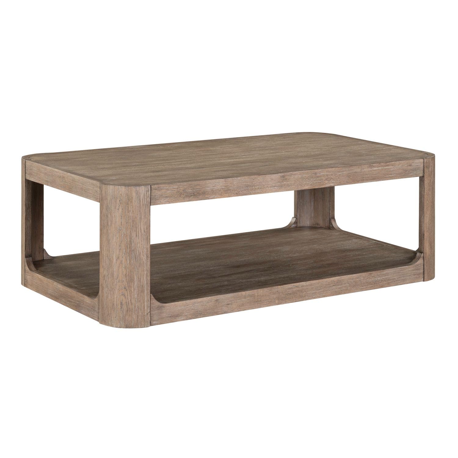 Left. Liberty Furniture Industries - Living Room Rectangular Cocktail Table with Wheels - Burnished Clay Oak Wood - Burnished Clay.