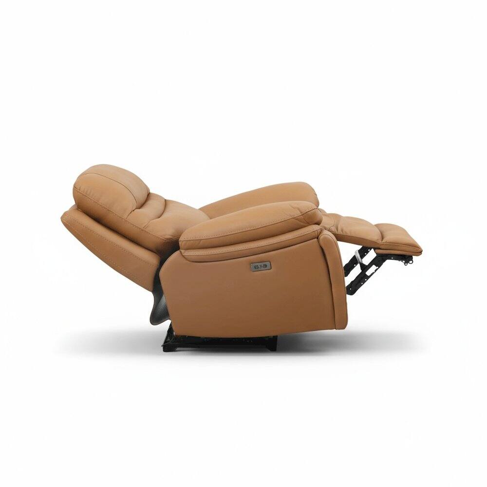 Alt View 1. Heartland Furniture - Leather Power Recliner Chair, Top Grain Upholstery, USB & USB-C, 360 lb Support - Brown.