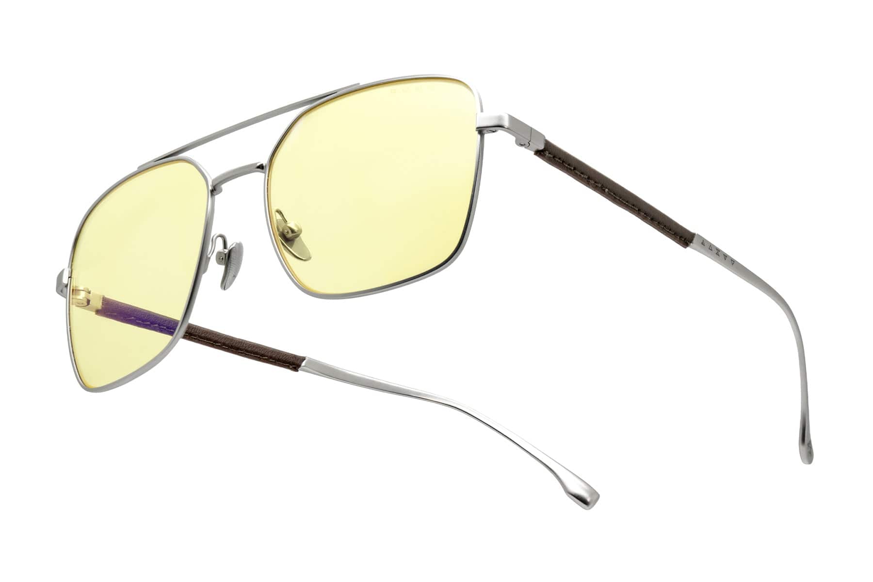 Front. GUNNAR - Witcher White Wolf Computer Glasses with Blue Light Reduction, Amber Lenses - Steel/Umber.