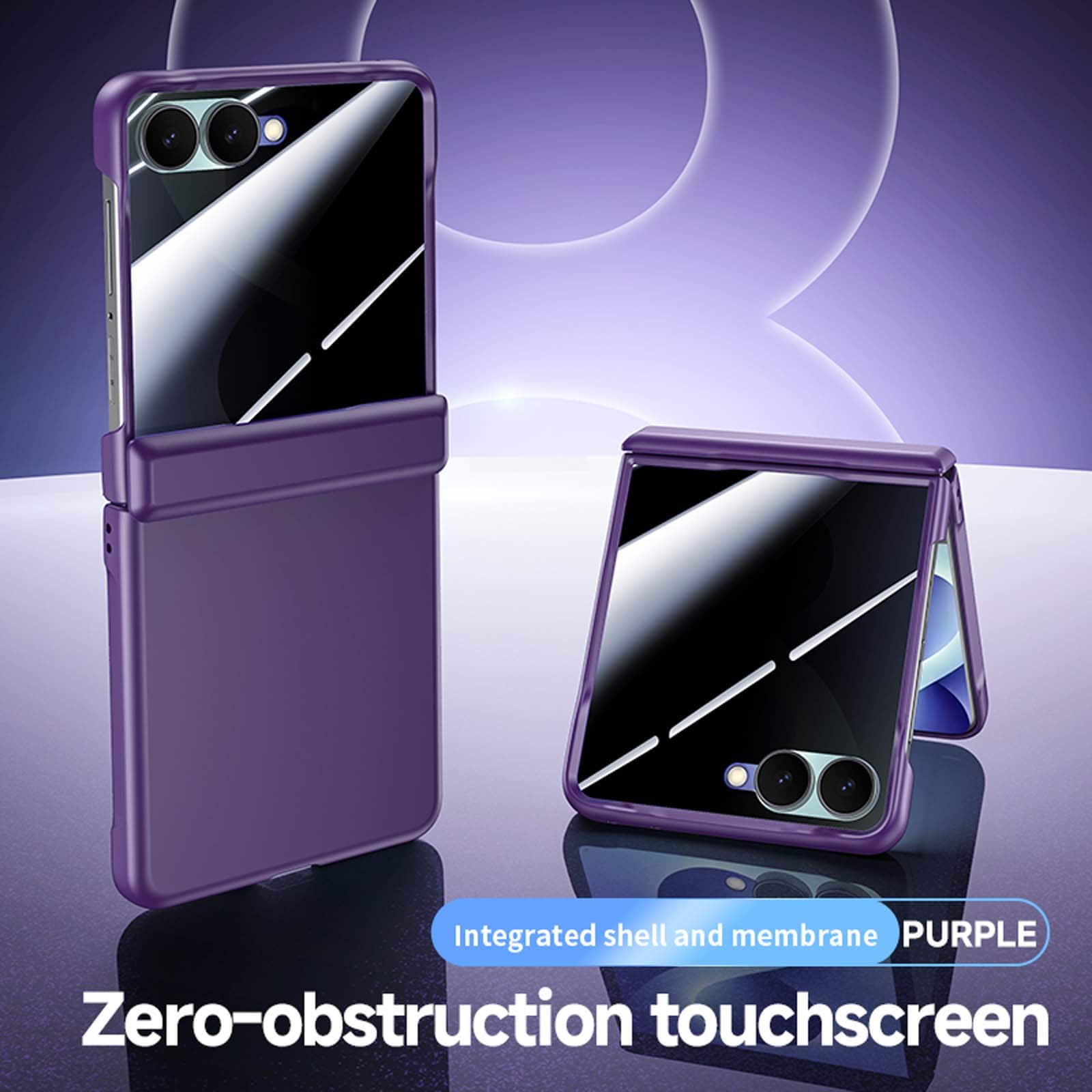 Dteck - Full Body Case Built-in Screen Protector For Samsung Galaxy Z Flip8 Slim Fit Shockproof Rugged Hinge Protection Cover - Purple(Privacy Film) price history on PriceWatchPro