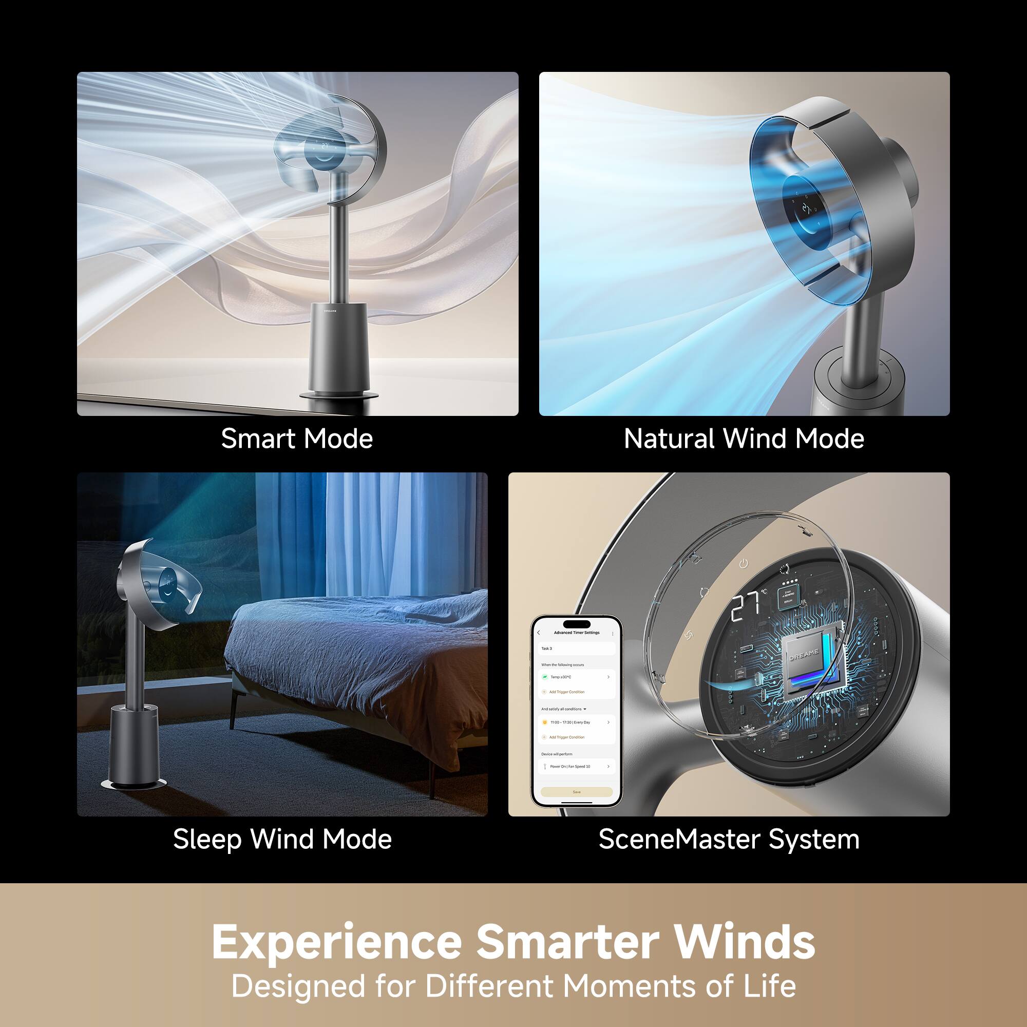 Smart Mode  
Natural Wind Mode  
Sleep Wind Mode  
SceneMaster System  

Experience Smarter Winds  
Designed for Different Moments of Life
