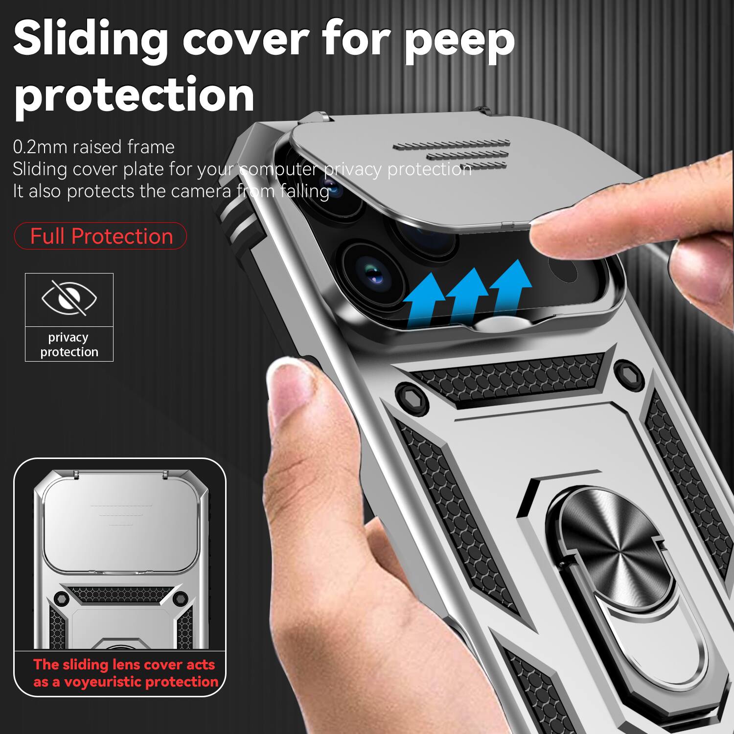 Sliding cover for peep protection

0.2mm raised frame
Sliding cover plate for your computer privacy protection
It also protects the camera from falling

Full Protection

privacy protection

The sliding lens cover acts as a voyeuristic protection