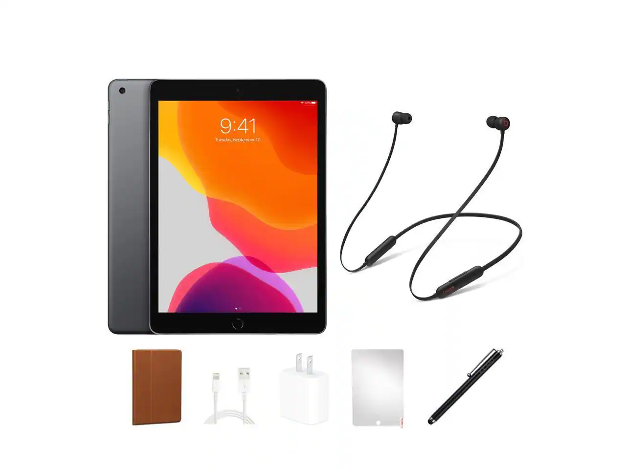 Apple - Refurbished Excellent - iPad 7 32GB 10.2" Wi-Fi Bundle with Headset, Case, Screen Protector, Pen & Charger - Space Gray