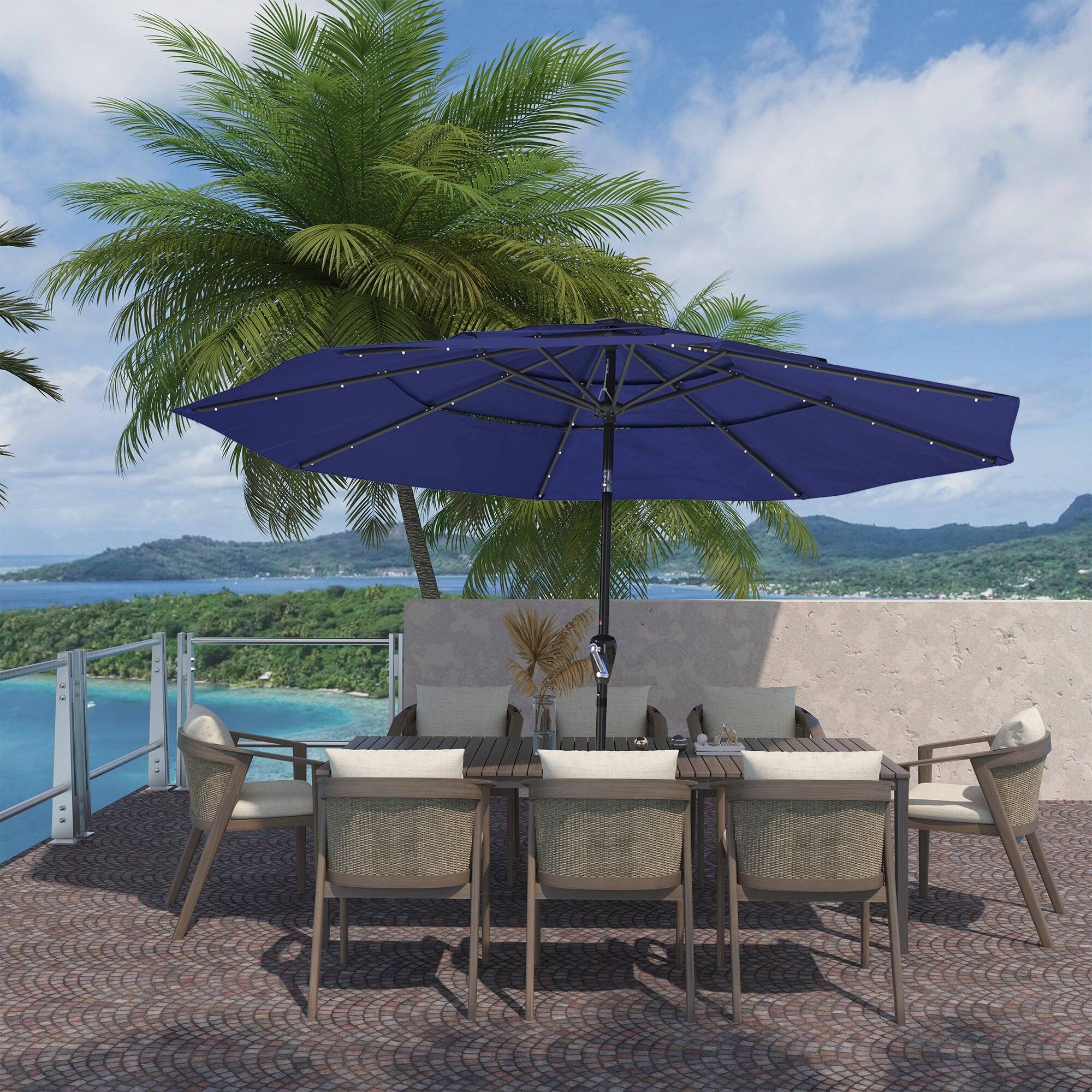 Alt View 1. Boyel Living - Aluminum Patio Market Umbrella Double or Triple Vent with Tilt - Navy.