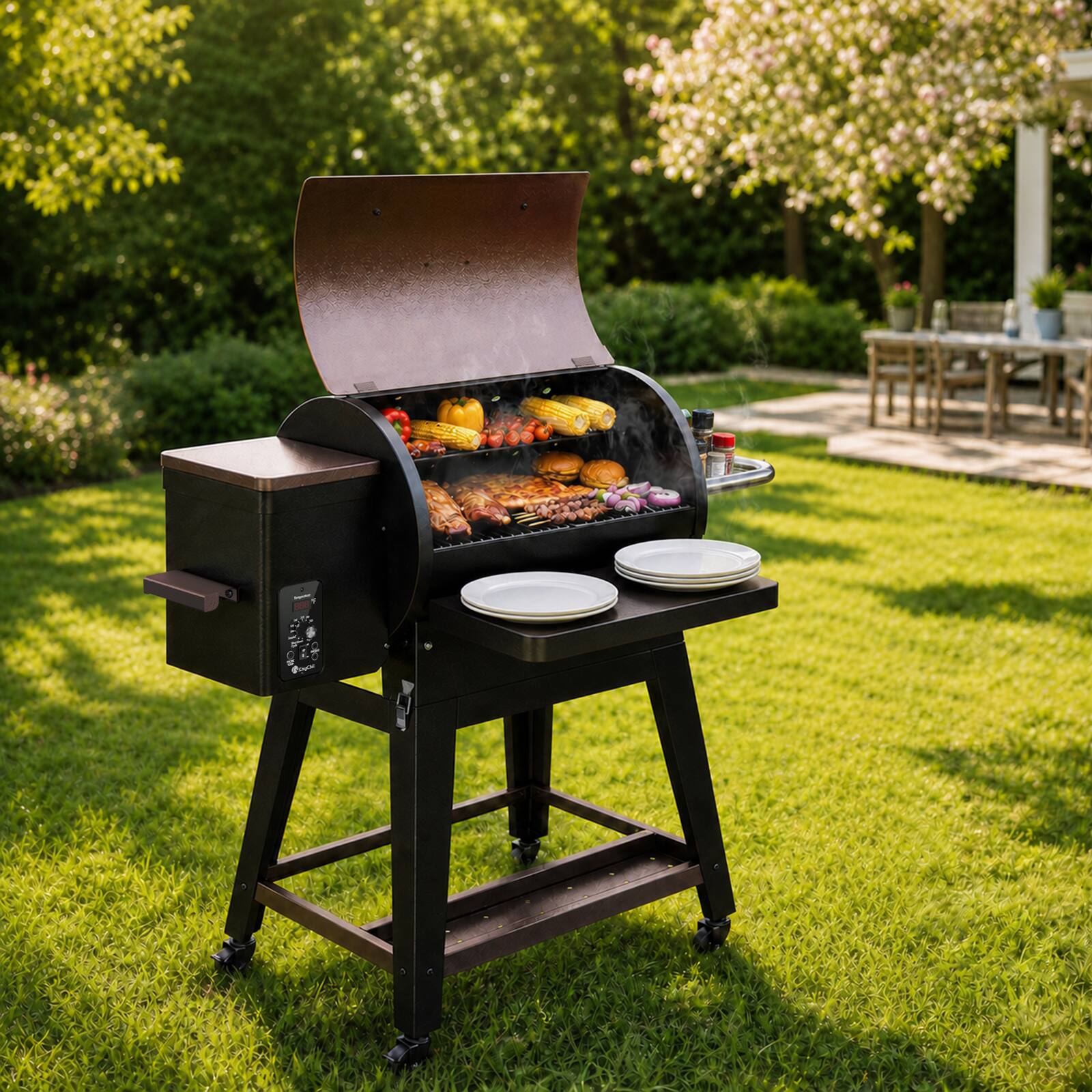 Alt View 6. KingChii - KingChii 485 Sq. In. Portable Wood Pellet Grill with Detachable Body & Legs - Brown.