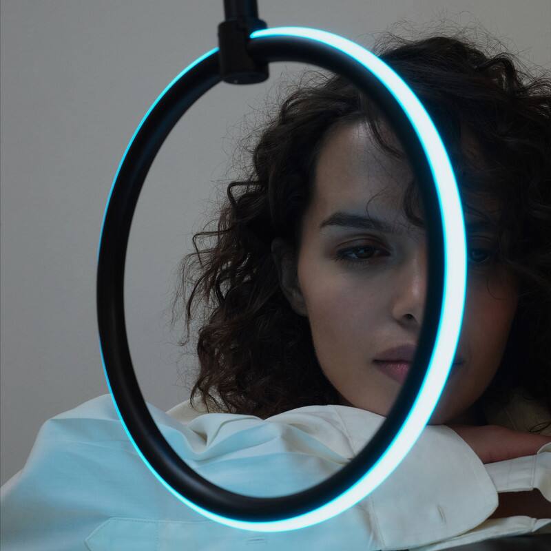 Alt View 2. Brightech - Nova Color RGB LED Modern Industrial Arc Dimmable Bedside Nightstand Desk Lamp - Classic Matte Black.