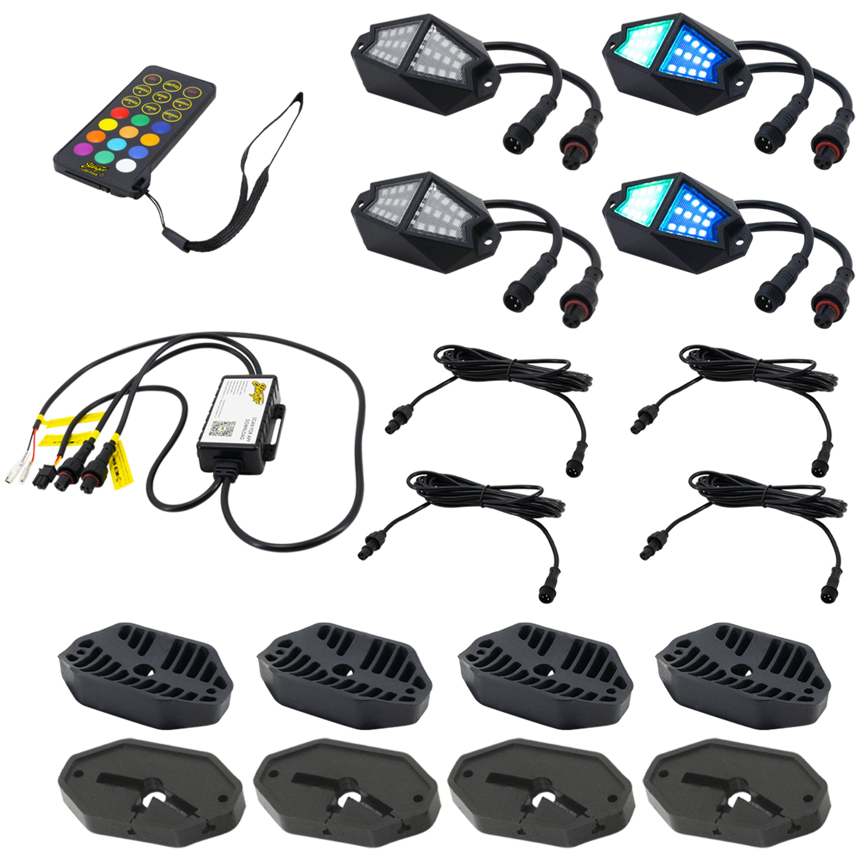 Stinger - enLIGHT10 4-Way Expandable Dynamic RGB Rock Light Kit - Multi