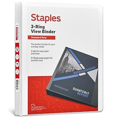 "Staples - 1/2"" 3-Ring View Binder, D-Ring - White" price history on PriceWatchPro