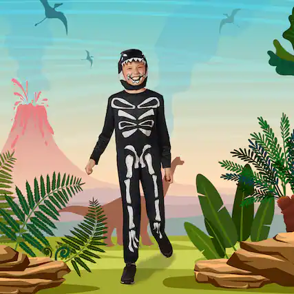 Front. Northlight - Children's Boy Dinosaur Halloween Costume – Medium 7-10 Years - Black.