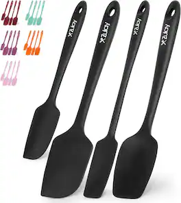 Zulay Kitchen - 4pcs Silicone Spatula Set - Heat Resistant Silicone Tools for Cooking, Baking & Mixing - Black