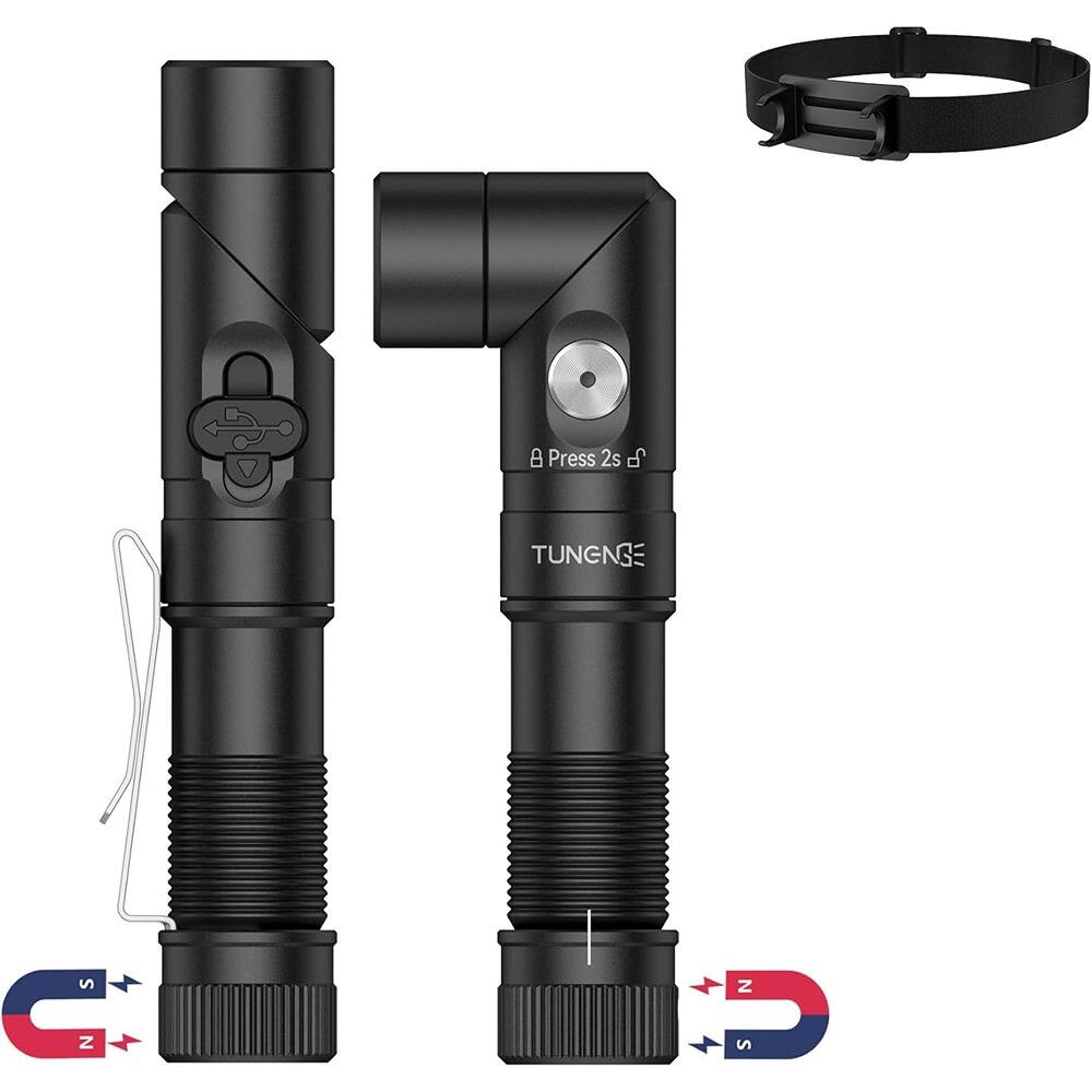 Front. Schertz - Rechargeable 1400 Lumen LED Flashlight – Magnetic, Adjustable, Black.