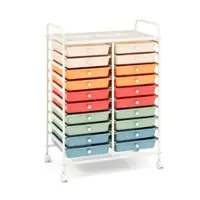 Costway - 20 Drawer Rolling Storage Cart Art Craft Organizer on Wheels Multipurpose - Macaron - Front_Zoom