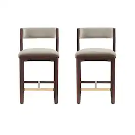 Manhattan Comfort - Patricia Modern Wood Upholstered Counter Stool - Set of 2 - Linen