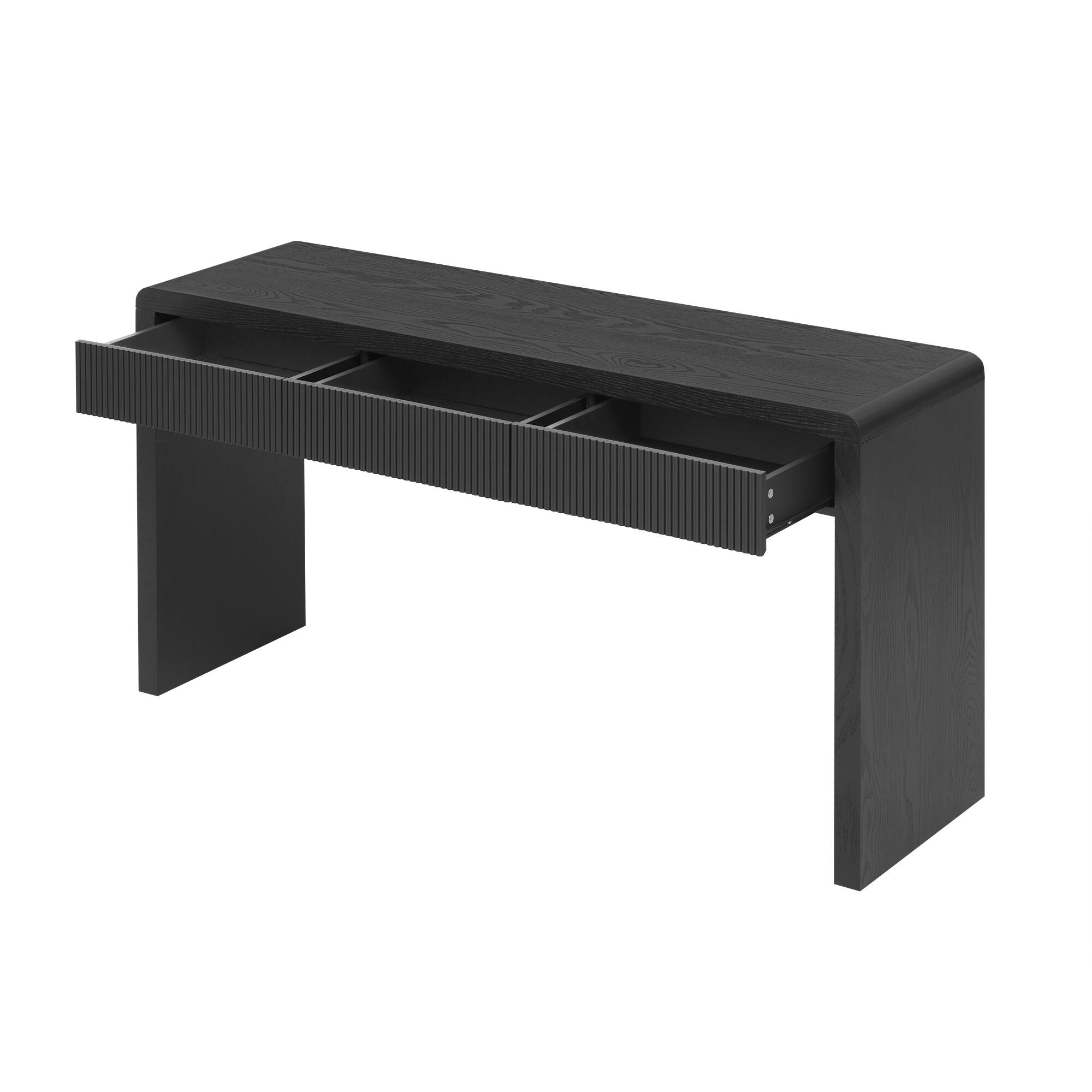 Alt View 5. Z-Edge - 53 Inch Console Table with Storage, Fluted Wood Entryway Table with 3 Drawers, Sofa Table Behind Couch for Living Room - Black.