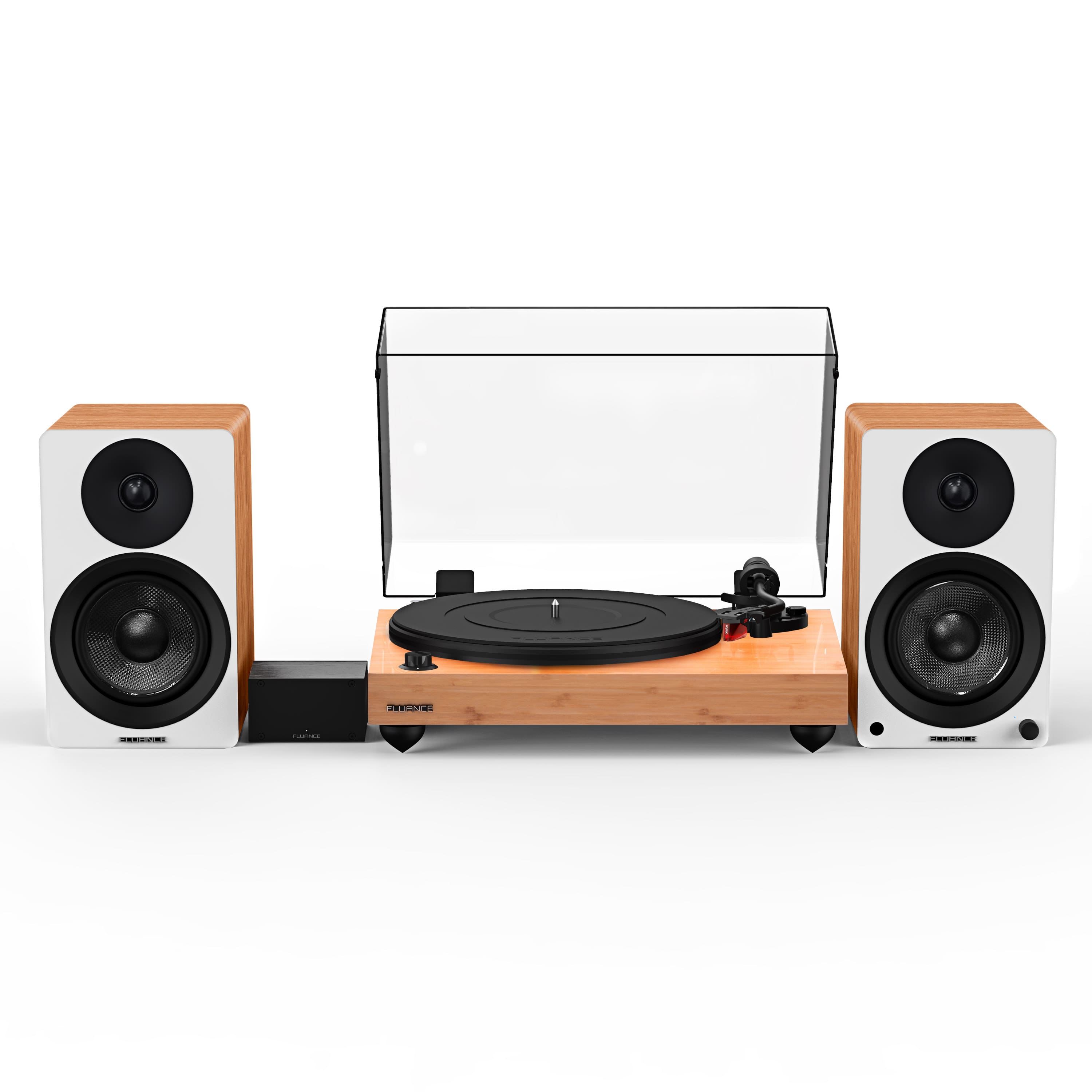 Fluance - RT83 Reference High Fidelity Vinyl Turntable, PA10 Phono Preamp and Ai41 Powered 5" Stereo Bookshelf Speakers - Lucky Bamboo
