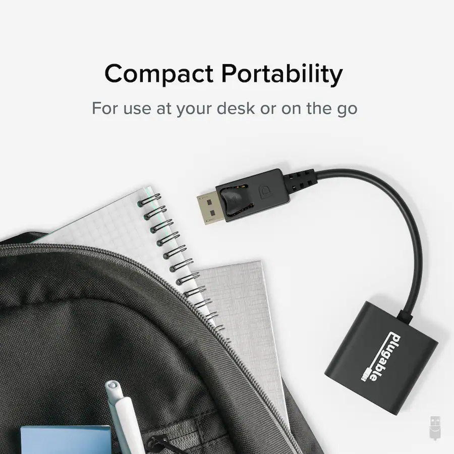 Plugable DisplayPort to VGA Adapter Active DP/DP++ to VGA Converter ...