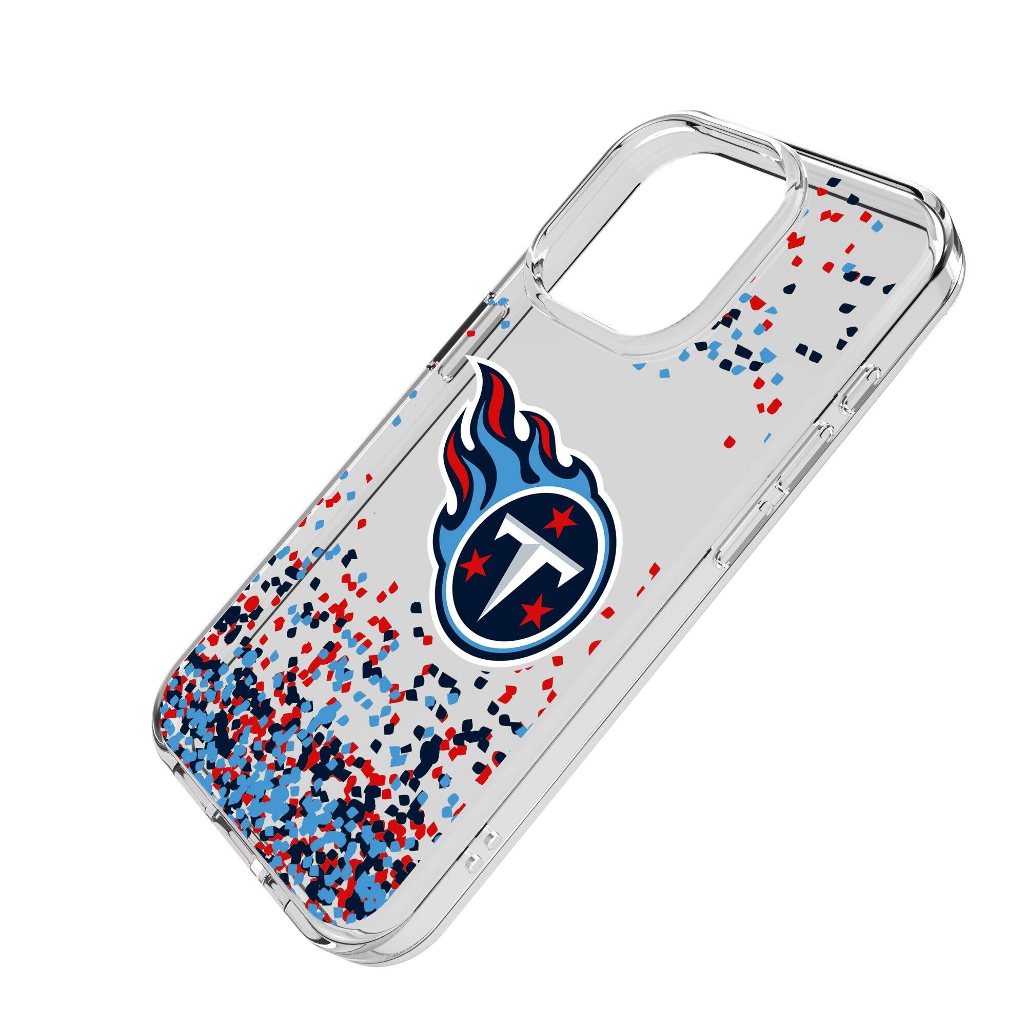Alt View 1. Keyscaper - Tennessee Titans iPhone Clear Case with Confetti Design - 15 - Multicolor.