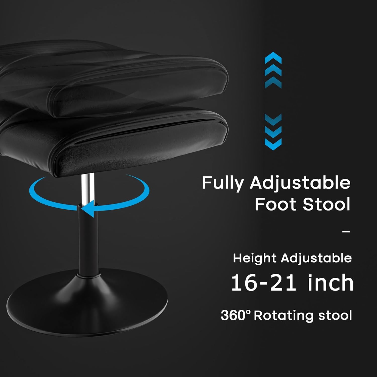 Fully Adjustable Foot Stool - Height Adjustable 16-21 inch 360° Rotating Stool