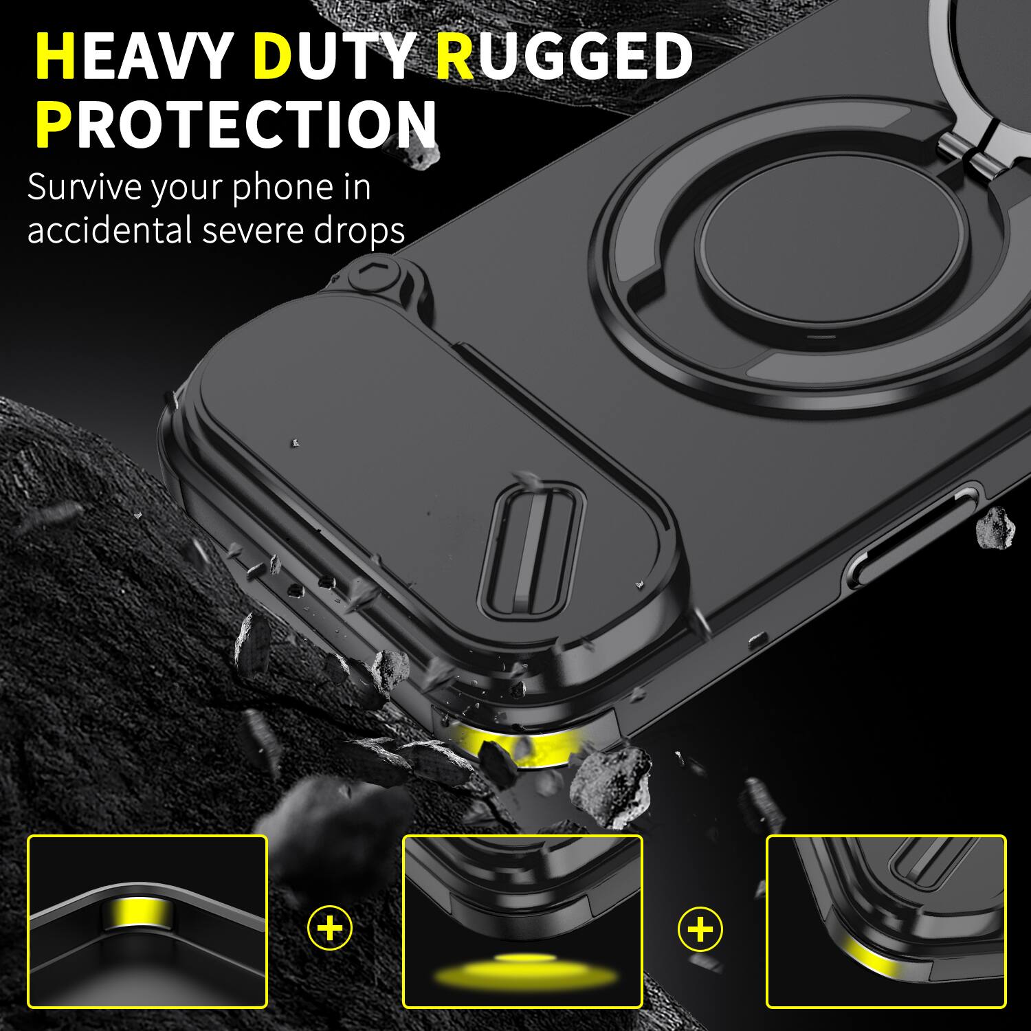 HEAVY DUTY RUGGED PROTECTION  
Survive your phone in accidental severe drops