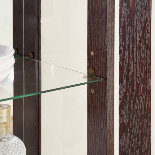 Back. LUCKY ONE - 25.98in Freestanding Lighted Glass Curio Cabinet with Drawer and Adjustable Shelves for Collectibles - Cherry.