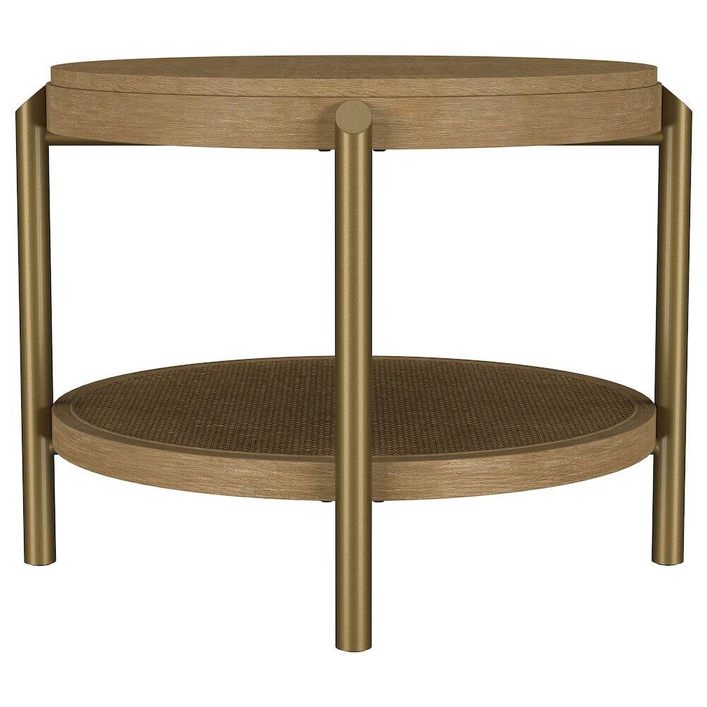 Alt View 5. Coaster Co. of America - Arini Round End Side Table With Storage Shelf Sand Wash - Yellow.