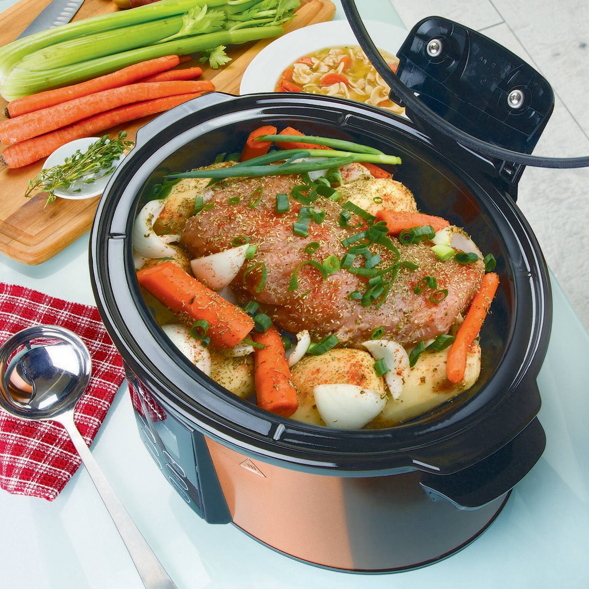 Alt View 1. Euro Cuisine - Programmable Slow Cooker 6 Quart - Copper.