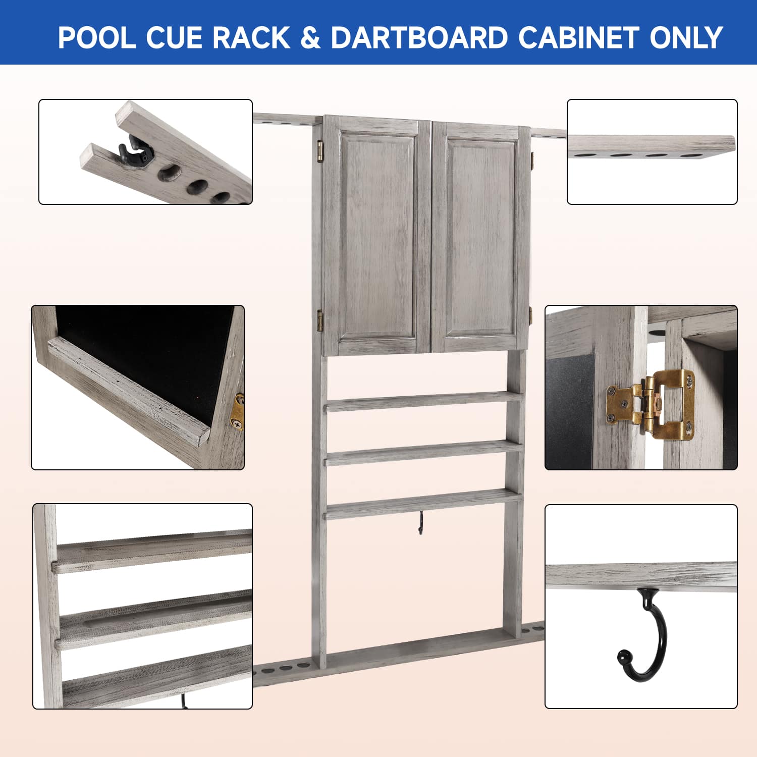 GSE Games & Sports Expert Wood 10 Billiard Pool Cue Rack & Dart