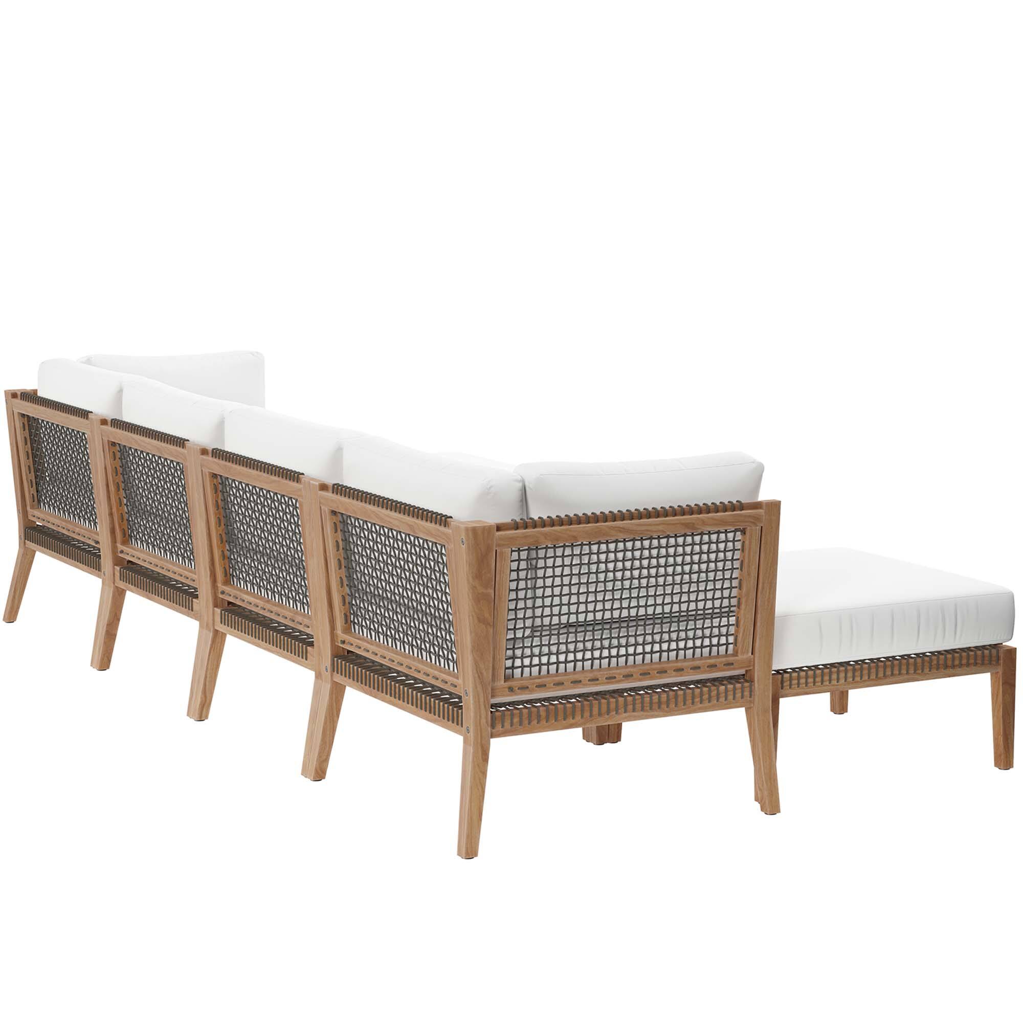 Left. Modway - Clearwater 6-Piece Outdoor Patio Teak Wood Sectional Sofa by Modway - Gray White.