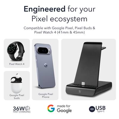 Wasserstein 3 in 1 Charging Station Made for Google Pixel, Pixel Wasserstein 3 in 1 Charging Station Made for Google Pixel, Pixel