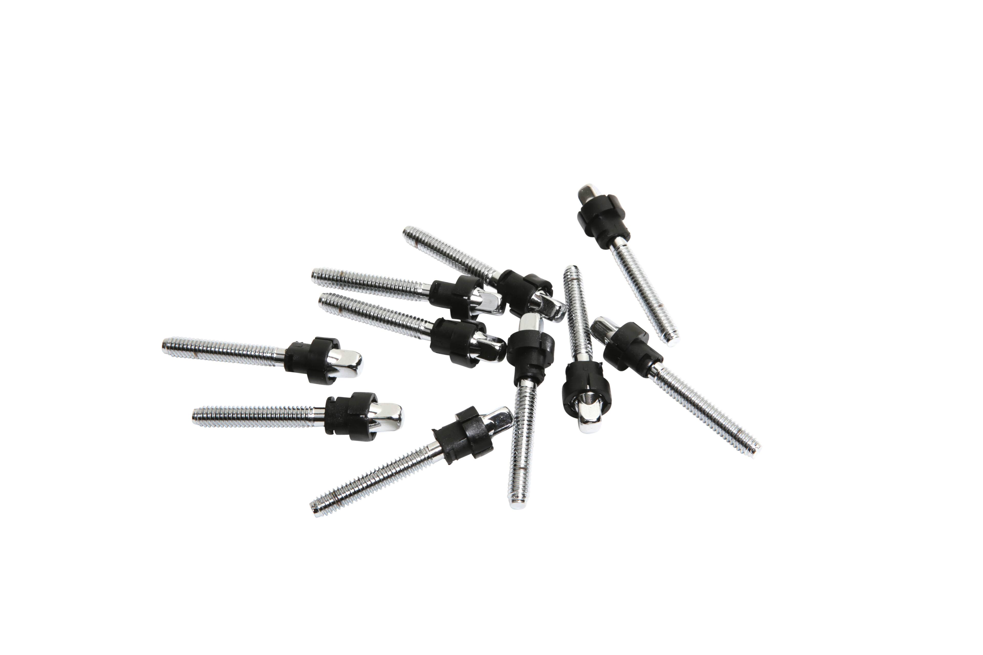 Front. Gibraltar Hardware - 10-Pack 1-5/8" Tension Lock Tension Rods for Drums, Secure Drumhead Tuning Hardware.